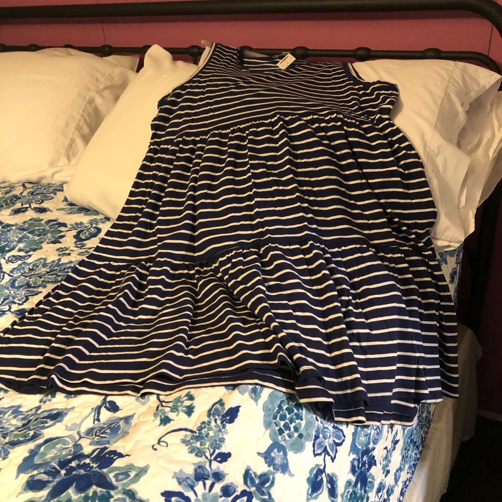 NWT J Crew Ladies Sleeveless Navy & White Striped Dress -Cotton - Picture 2 of 6